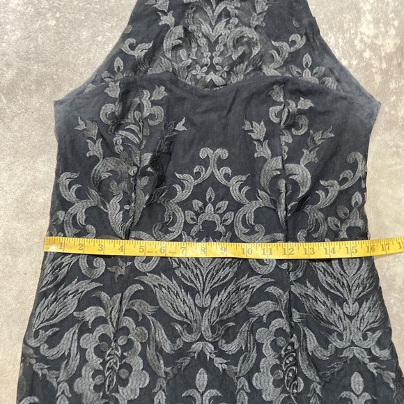 Save The‎ Queen Dress Womens Sz Medium Black Halter Trumpet Train Evening Open - Picture 4 of 16